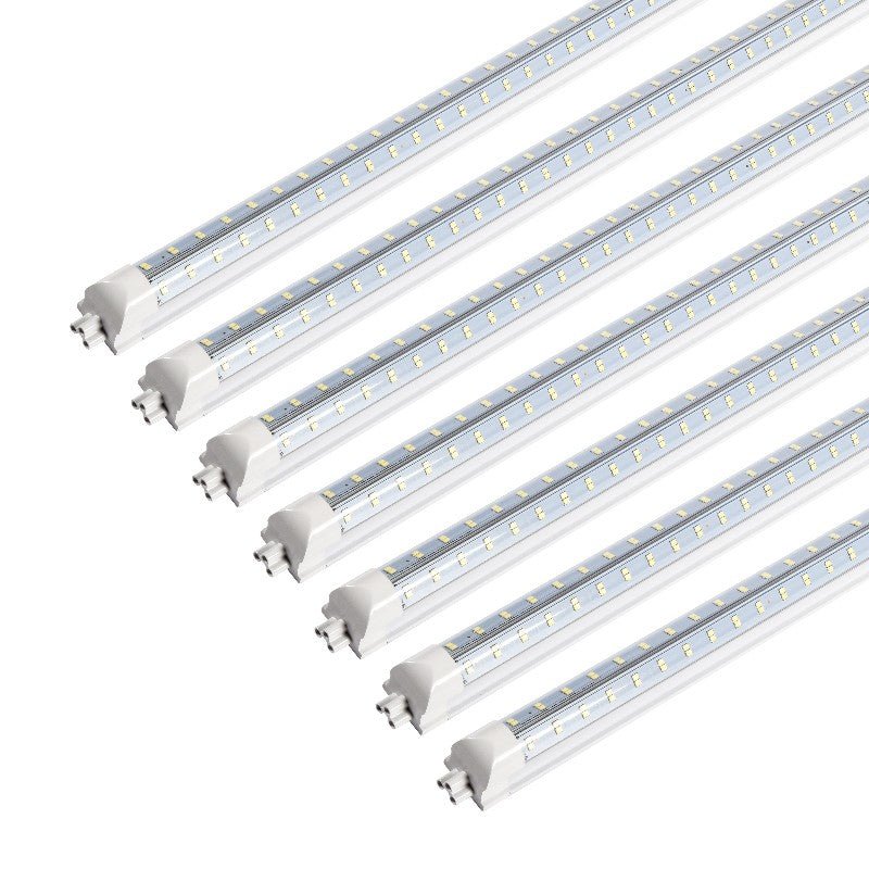 LED Shop Light, 50W 6500LM 6500K, 4FT 270° Angel 4 Row LEDs V Shaped Integrated Fixture, T8 Tube Light, Cool White, Clear Cover, Higher Brightness, LED Shop Lights For Garage Warehouse Workshop