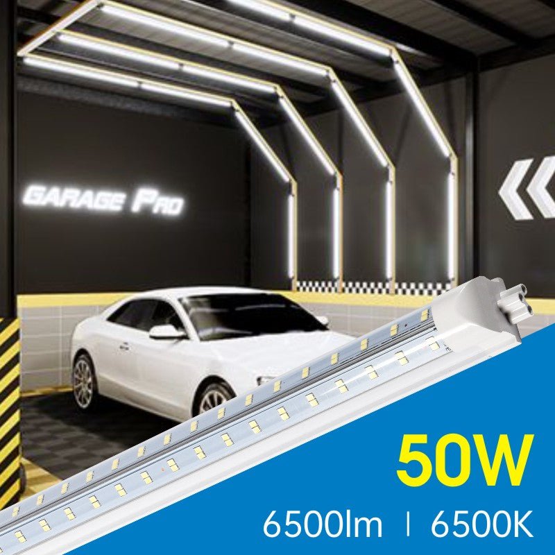 LED Shop Light, 50W 6500LM 6500K, 4FT 270° Angel 4 Row LEDs V Shaped Integrated Fixture, T8 Tube Light, Cool White, Clear Cover, Higher Brightness, LED Shop Lights For Garage Warehouse Workshop
