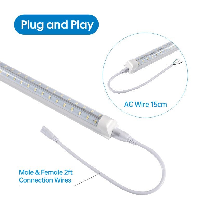 LED Shop Light 100W 13000LM 6500K 8FT 270° Angel 4 Row LEDs V Shaped Integrated Fixture, T8 Tube Light, Cool White, Clear Cover, Higher Brightness, LED Shop Lights For Garage Warehouse Workshop10 Pack