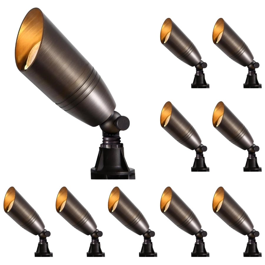 Low Voltage Landscape Spotlights – Brass LED Outdoor Lighting, 12V Waterproof Wired Fixtures for Garden, Yard, Tree, or House Without MR16 Bulb