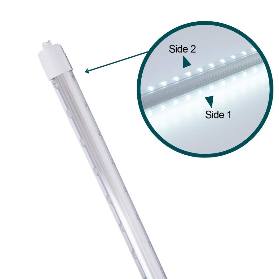 10ft LED Tube Lights, 55W T8 Double-Sided, 6500K Cool White, R17D Rotatable Base, Waterproof Design, Ballast Bypass – Ideal for Bus Stops, Shopping Marts, and Hotels