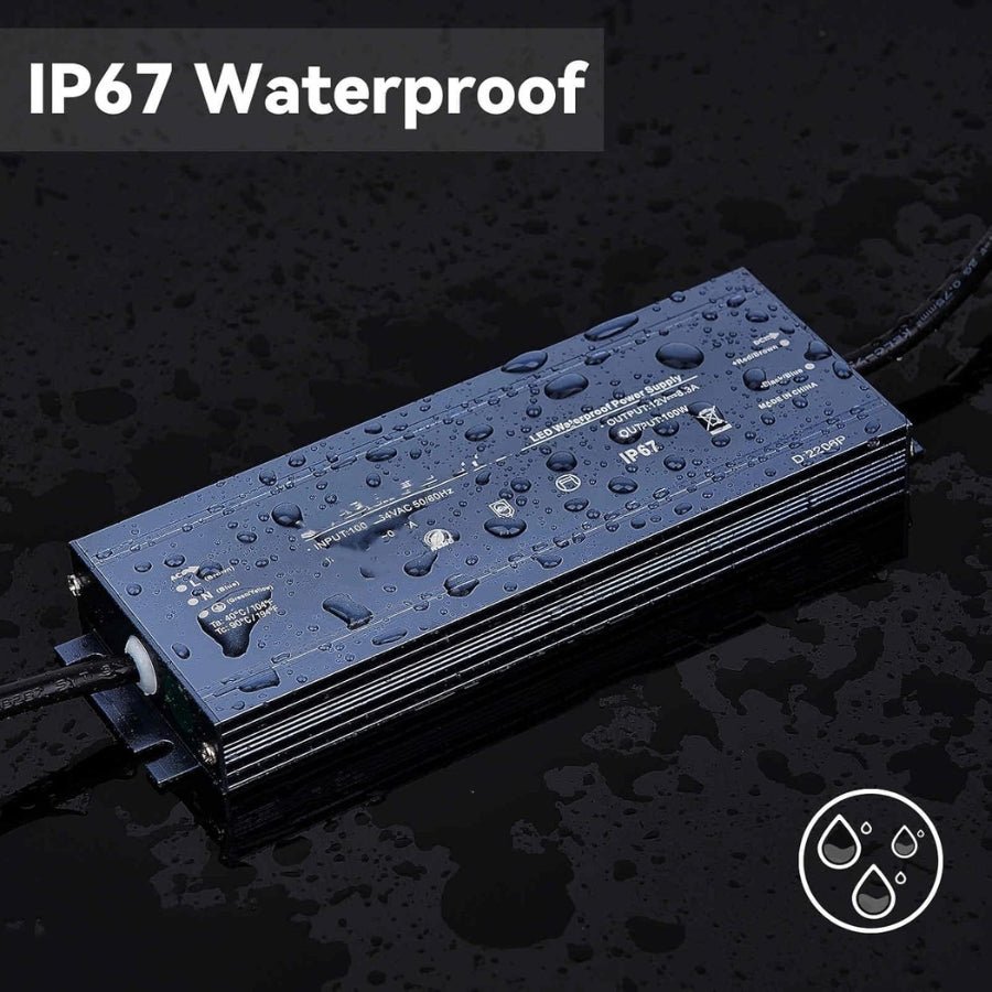 300W 12V LED Driver Power Supply - UL Listed Waterproof IP67 LED Light Transformer, AC 100-130V to DC 12V Low Voltage Adapter for Outdoor Use