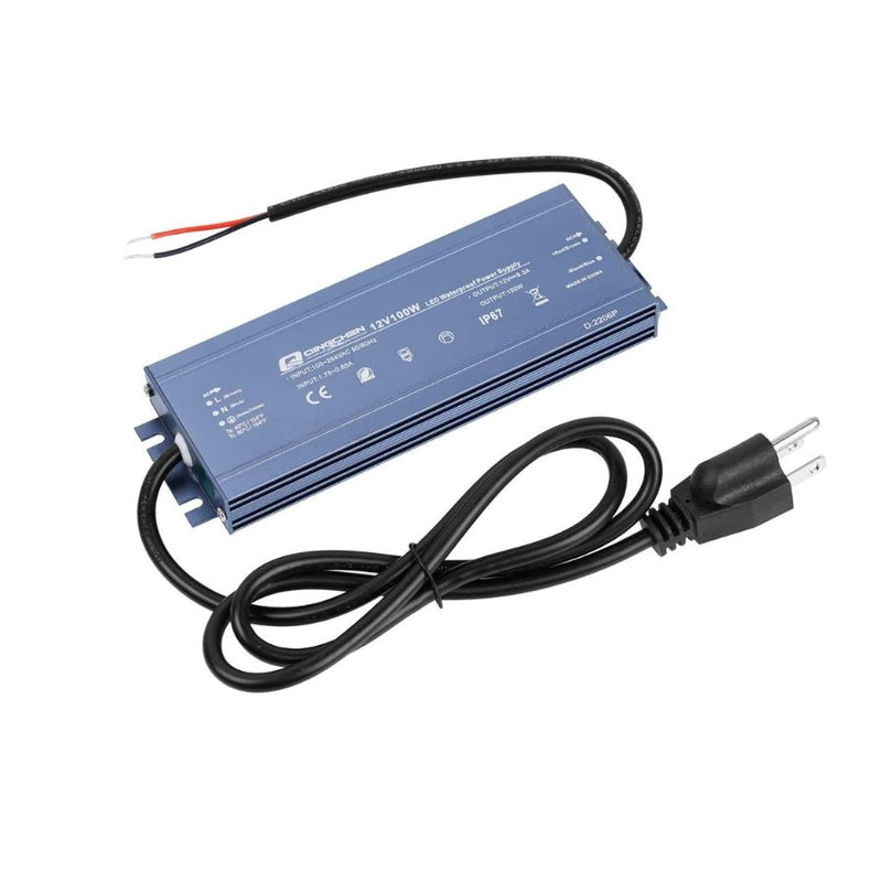 12V LED Driver Power Supply 100W - Waterproof IP67 Outdoor Transformer with Plug, AC 100-264V to DC 12V 8.3A Constant Voltage for LED Strip Lights and Outdoor Lighting