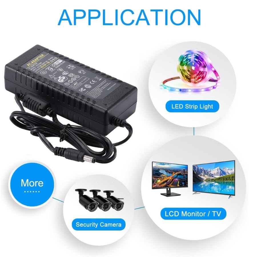 12V DC Power Adapter Supply 6A - AC 100-240V 50/60Hz to DC 12V 6A 72W Converter Transformer Charger, 5.5mm x 2.5mm Plug for LED Strips, CCTV, Router, LCD Monitor