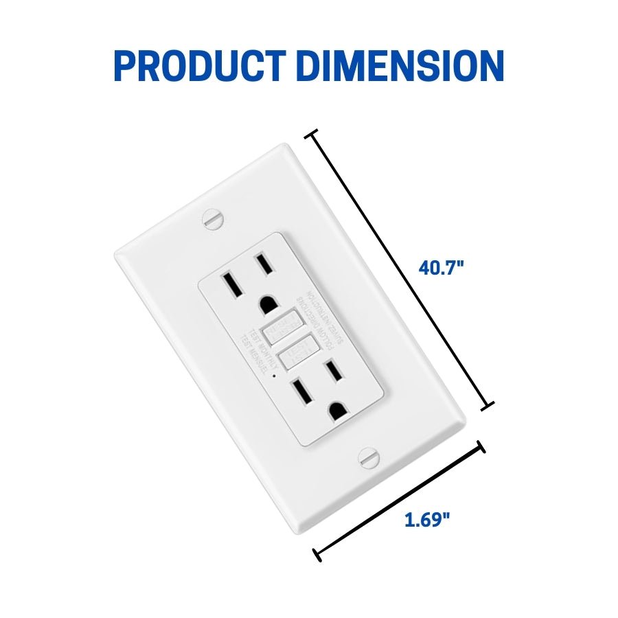 15 Amp GFCI Outlet, Non-Tamper Resistant Decor Receptacle With LED Indicator, Ground Fault Circuit Interrupter, Wallplate Included, ETL Listed, White