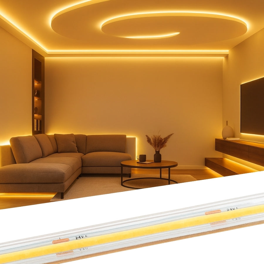 32ft (10m) Waterproof COB LED Strip Light - 24V, High CRI 90+, 146 LEDs/ft Dot-Free Seamless Glow, IP65 Waterproof, Dimmable, UL Listed, 36,000 Hrs, 5-Year Warranty