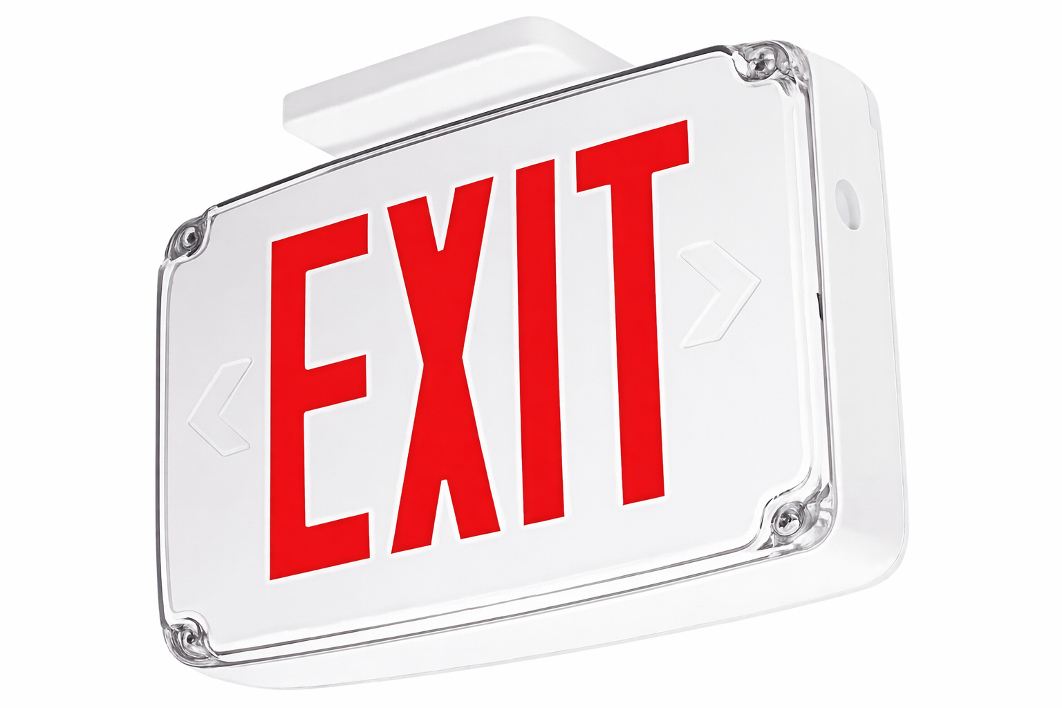 Wet Location Exit Sign – Red Weatherproof LED Emergency Light with 90-Minute Battery Backup, AC 120V/277V, UL Listed, Outdoor Lighting