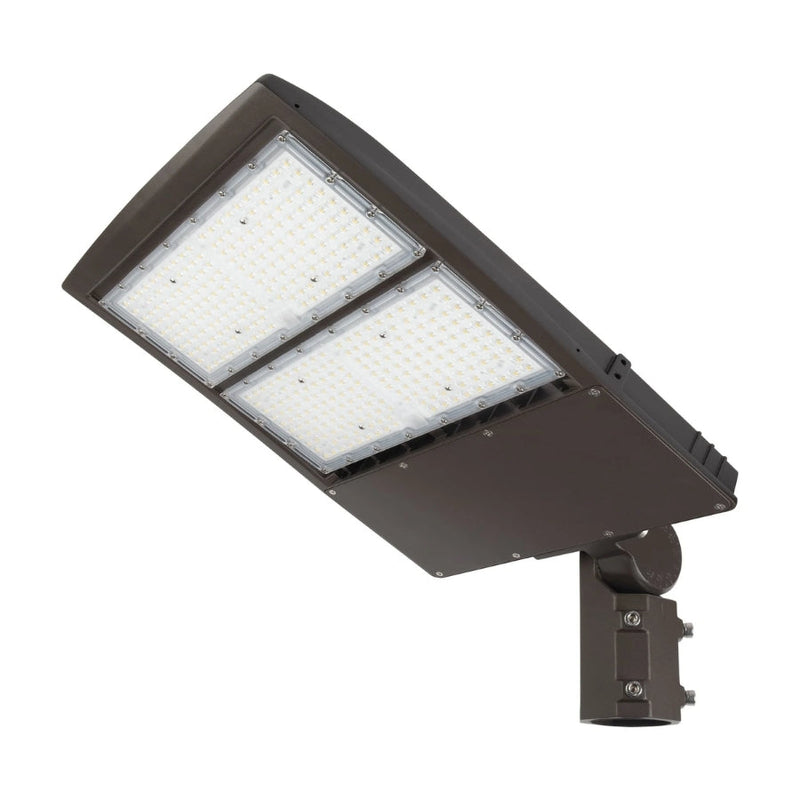 300W LED Parking Lot Light, Metal Halide Equivalent, 40,500 Lumens, 5000K Cool White, Type III-M Distribution, Dimmable 1-10V, IP65 Waterproof, Bronze Housing, Optional Photocell, DLC 5.1 Premium, 120-277V, 5-Year Warranty