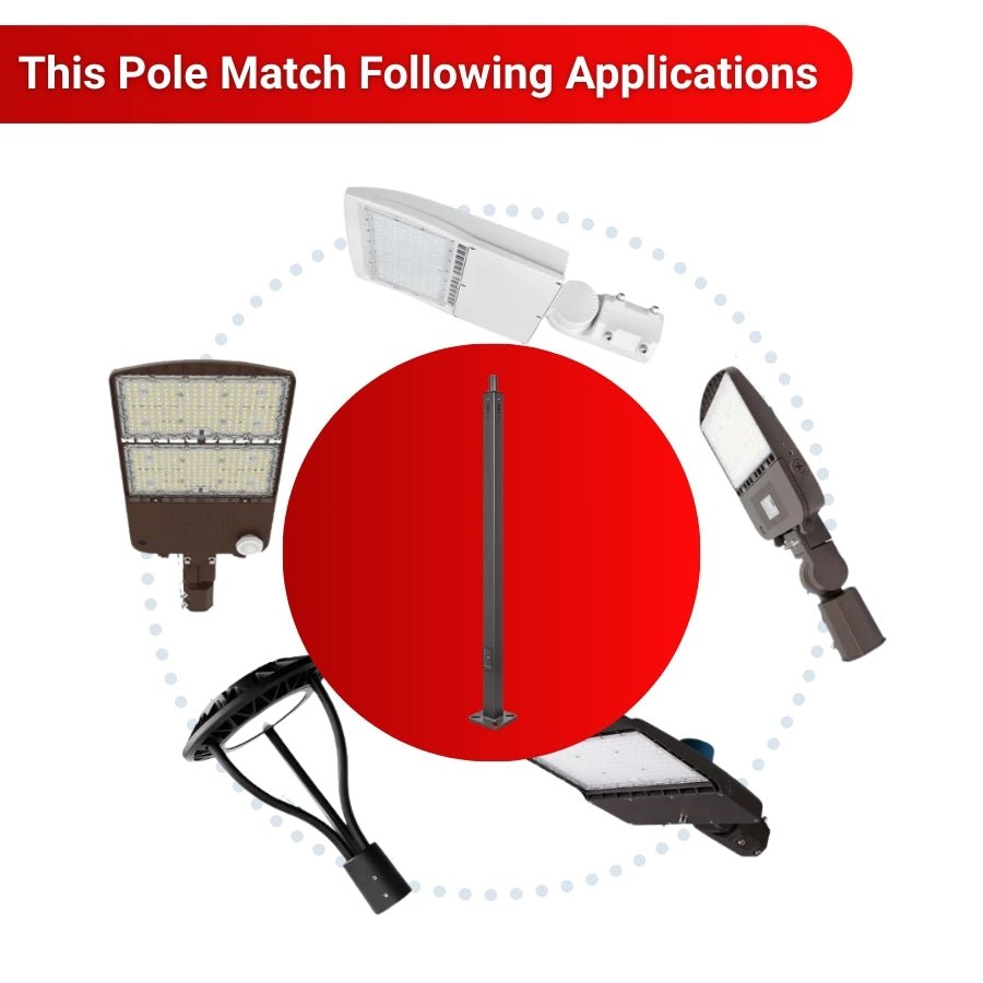 20 ft Steel Light Pole 4 Inch Square For Outdoor Area Lights