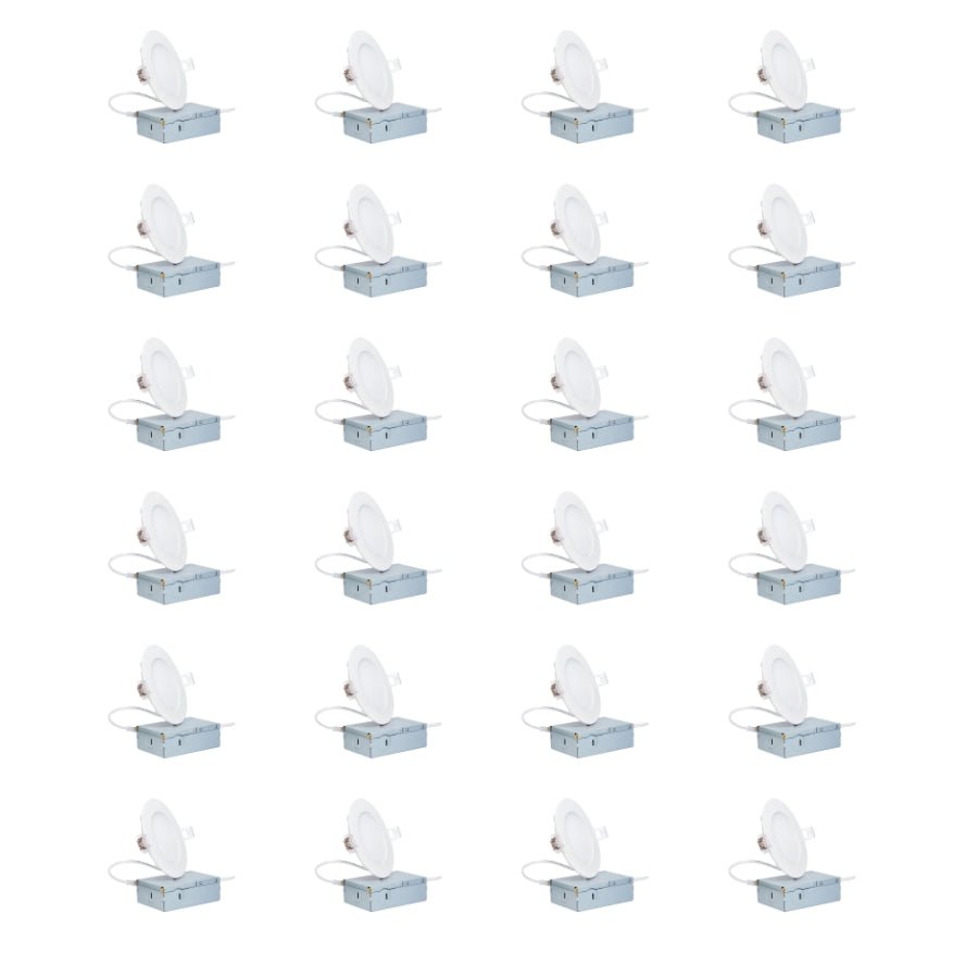 LED Recessed Ceiling Lights, 4 Inch Dimmable 5CCT Ultra-Thin With Junction Box, 9W Canless Slim Panel Downlight, 2700K-5000K, IC Rated, ETL