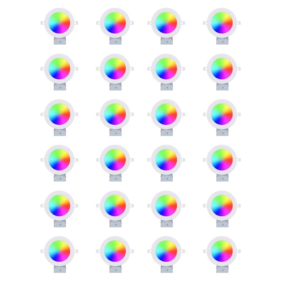 Smart Recessed Lighting 6 Inch - 12W RGB LED Downlights with Junction Box, 1080 Lumen, Canless Wafer Ceiling Lights, Work with Alexa, Music Sync, DIY Scenes, Timer, 23 Modes