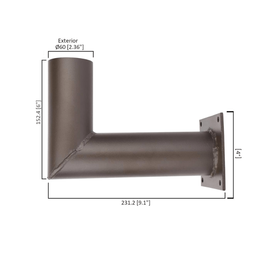 Wall Mount Bracket, 90 Degree L Shape Bracket for Slip Fit Lights (2 3/8-inch), Adjustable Angle Right Angle Tenon Adapter for Wall Installation