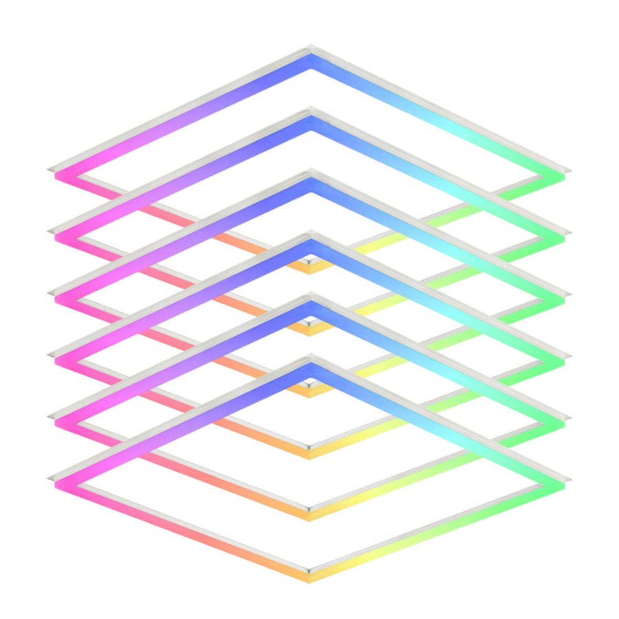 2x2 LED Panel Light – RGB Multicolor Edge-Lit, 40W 4400LM, Smart Wi-Fi Drop Ceiling Light, Remote & App Controlled, Works With Alexa/Google (6 Pack)