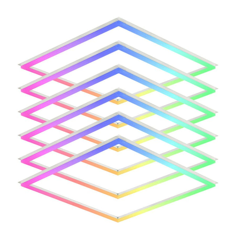 2x2 LED Panel Light – RGB Multicolor Edge-Lit, 40W 4400LM, Smart Wi-Fi Drop Ceiling Light, Remote & App Controlled, Works With Alexa/Google (6 Pack)