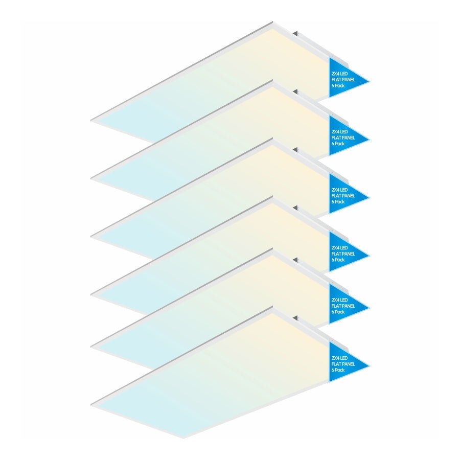 2x4 LED Flat Panel Troffer Lights, 5CCT 3000K-6500K, 30W-72W Dimmable, 3750-9000Lumens, Recessed Drop Ceiling Light Fixture For Office, ETL DLC, 120-277V