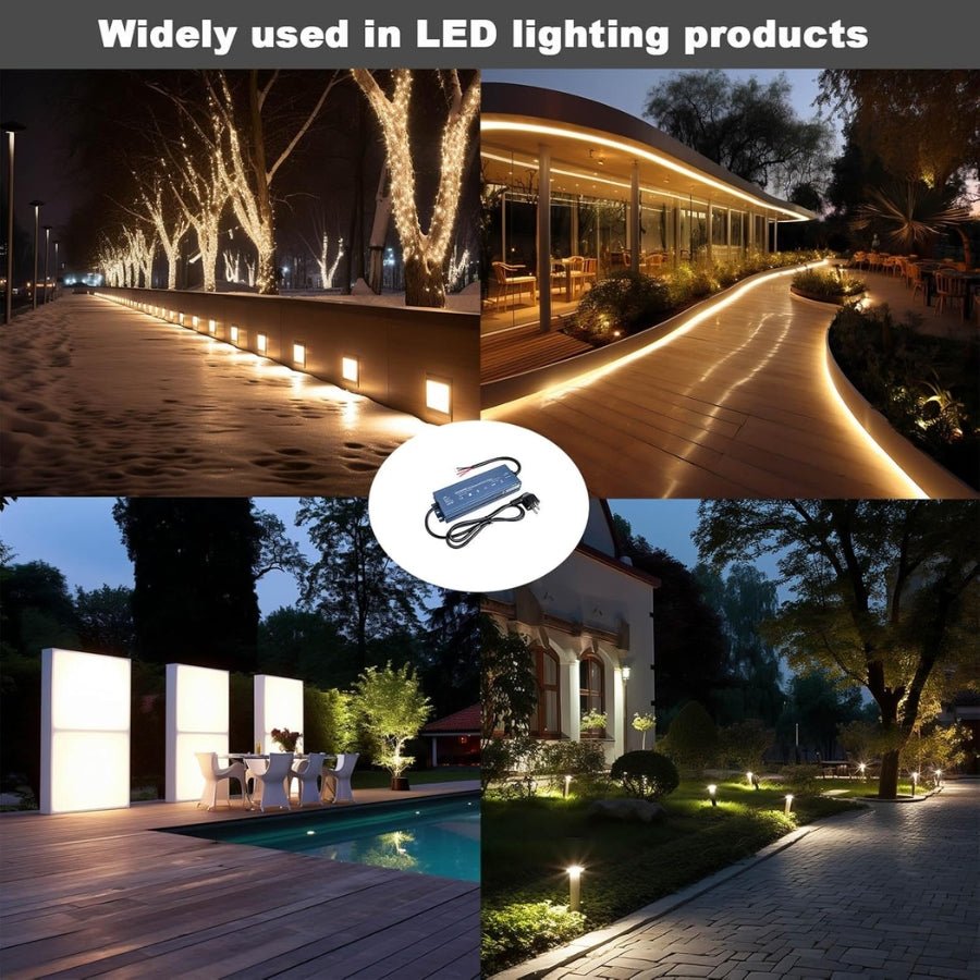 24V LED Driver 300W Waterproof IP67 Outdoor Power Supply - Transformer Adapter AC100V-130V to DC24V 12.5A, 3 Pin Plug for LED Strips, Signage, Landscape Lights