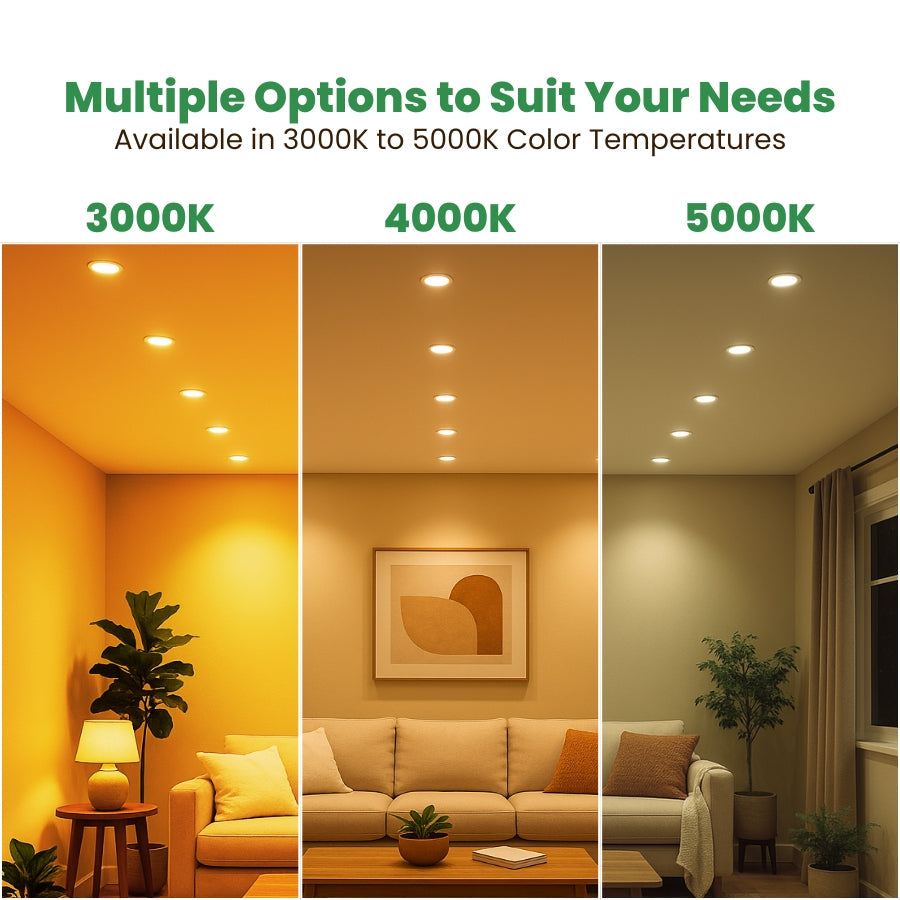 6" Flush Mount Retrofit Disk Downlight, 15W (120W Equivalent), 1200 Lumens, Dimmable, ETL & Energy Star Listed, 90+ CRI