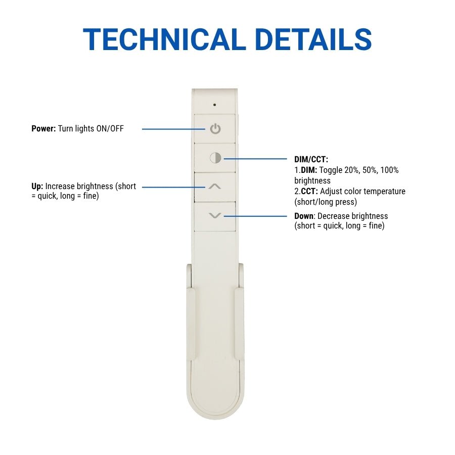 Remote RFBT12 - 2.4GHz RF Wireless Touch Remote with DIY Memory Keys - Supports Single Color & CCT - 30M Range, 2-in-1 Brightness & Color Temp Control, for LED Strip Lights