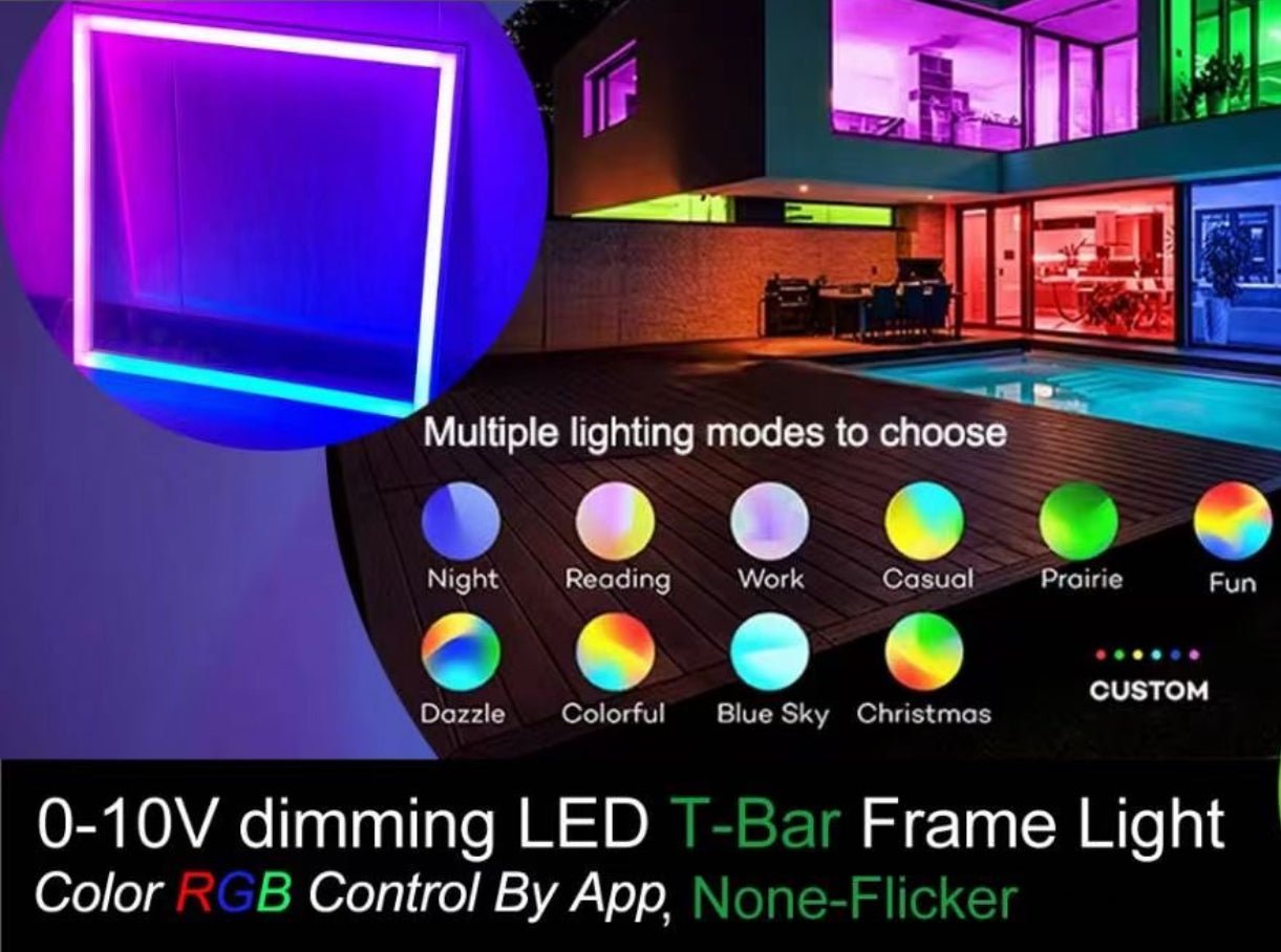2x2 LED Panel Light – RGB Multicolor Edge-Lit, 40W 4400LM, Smart Wi-Fi Drop Ceiling Light, Remote & App Controlled, Works With Alexa/Google (6 Pack)