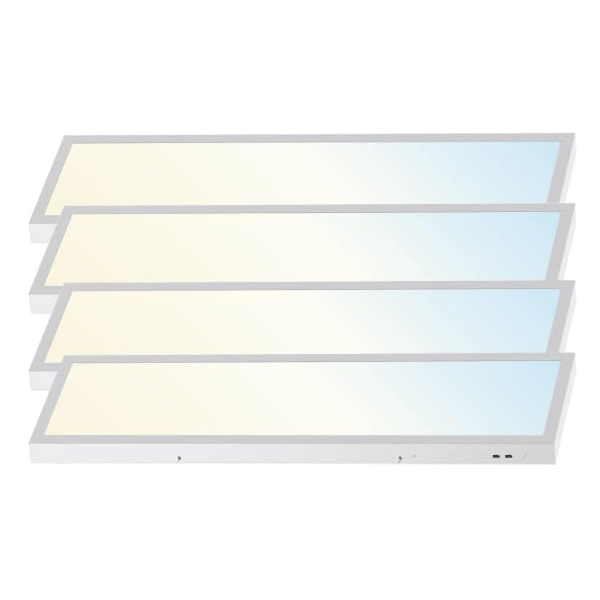 1x4 LED Flat Panel Light Surface Mount, 5CCT 3000K/3500K/4000K/5000K/6500K, TRIAC Dimmable, 30W/40W/50W, 6250 Lumens, 120V, Flush or Drop Ceiling Mount for Office, Kitchen, Garage