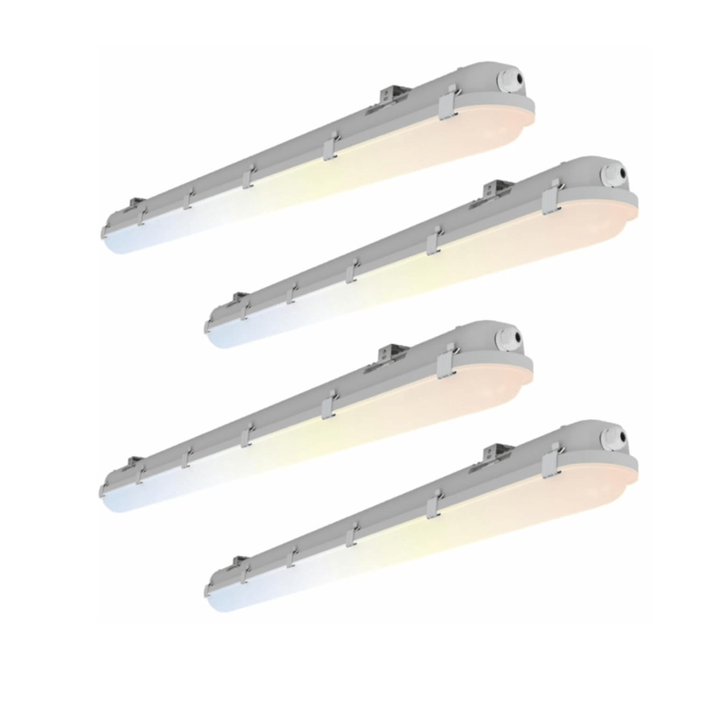 4FT LED Vapor Tight Light Fixtures 60W/50W/40W/30W Adjustable, 3K/3.5K/4K/5K/6.5K 5CCT Selectable, Dimmable IP65 Vapor Proof Lighting For Shop Light For Parking Carport Car Wash,ETL Listed