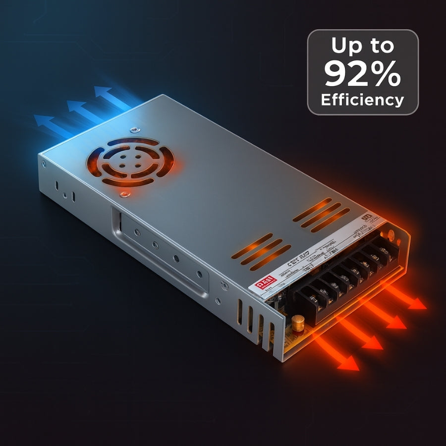 LRS-600 600W Single Output Switching Power Supply - 90-264VAC Input, UL/CE/RoHS Certified, 86-92% Efficiency, Multi-Voltage Output, Compact 41mm Low-Profile, Industrial Grade, 3-Year Warranty