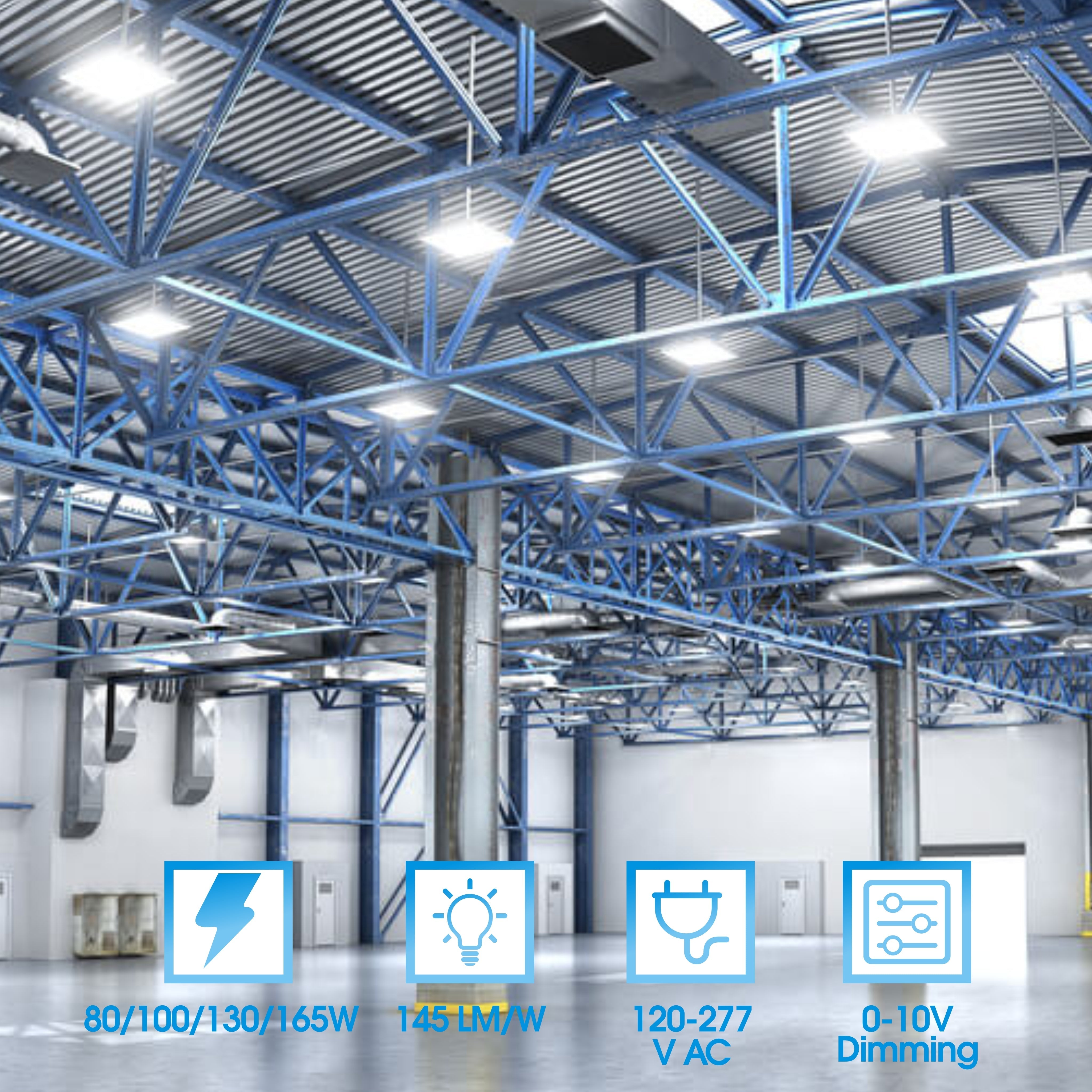 LED Linear High Bay Shop Light 2FT, 165W 23925LM 145LM/W, 4000K/5000K/5700K, 0-10V Dimmable, 100-277V, Hanging Light for Warehouse, ETL Listed, 2 Pack