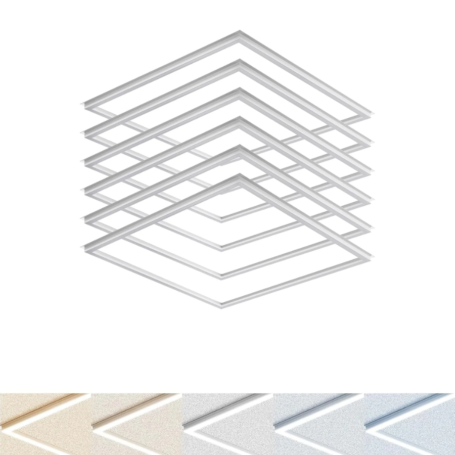 2x2 FT Edge-Lit Frame and T-grid LED Panel Lights,5CCT Selectable 3000K-6500K, 2600/3900/5200LM,20W/30W/40W Switch, Grid Drop Ceiling Lights,0-10V Dimmable,Damp Rated,100-277V,ETL Listed DLC Premium