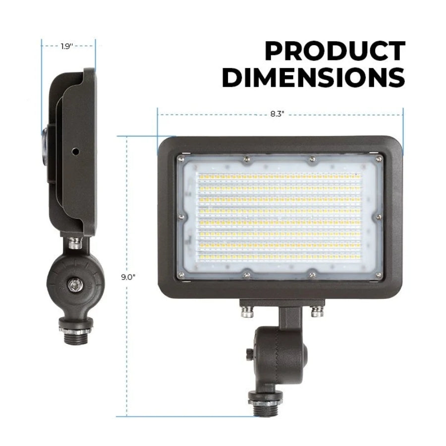 LED Flood Light – Knuckle Mount, Selectable Wattage (30W/40W/50W) & CCT (3000K/4000K/5000K), 7,250 lm, 200W MH Equivalent, IP65 Waterproof, Integrated Photocell, UL/DLC Certified, Dimmable 0-10V, 50,000 Hrs, 5-Year Warranty
