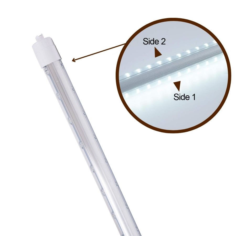 "8ft LED Tube Lights, 50W T8 Double-Sided, 6500K Cool White, R17D Rotatable Base, Ballast Bypass, Waterproof Design – Ideal for Shop Signs, Bus Stops, Hotels & Malls "