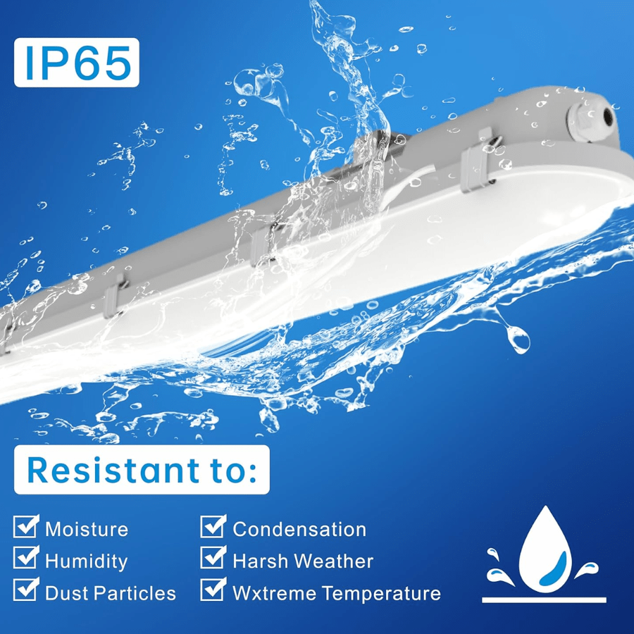 8FT LED Vapor Tight Light Fixtures 120W/110W/100W/90W Adjustable, 3K/3.5K/4K/5K/6.5K 5CCT Selectable, Dimmable IP65 Vapor Proof Lighting For Shop Light For Parking Carport Car Wash,ETL Listed