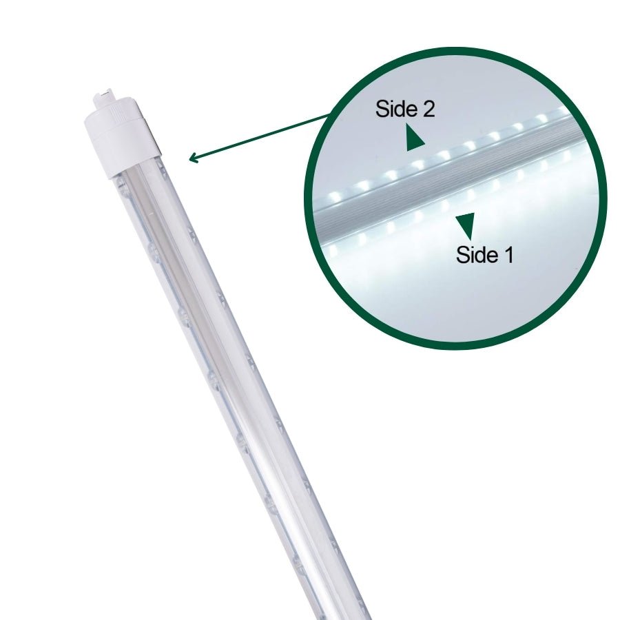 9FT LED Tube Light, 55W T8 Double-Sided, 6500K Cool White, R17D Rotatable Base, Waterproof Design, Ballast Bypass - Ideal for Bus Stops, Shopping Malls, Hotels & Sign Lighting