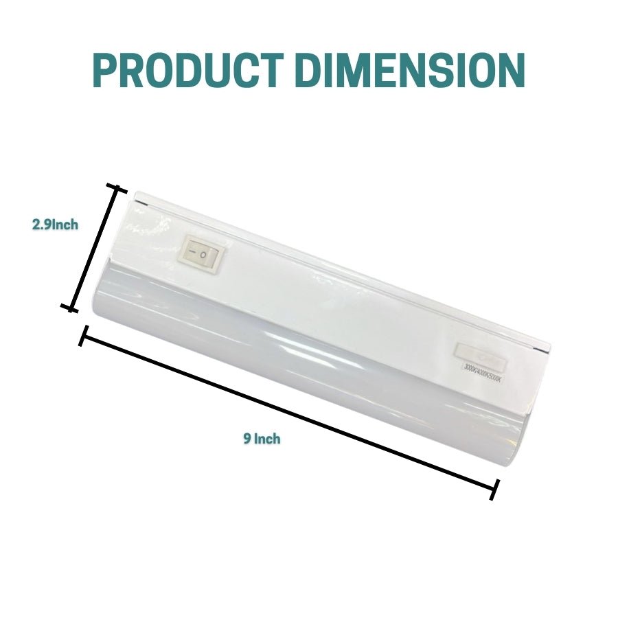 9 Inch LED Under Cabinet Lighting, 4W, 3CCT 3000K/4000K/5000K, 320 Lumens, Hardwired, On/Off Switch, CRI 80+, ETL Certified – Perfect For Kitchen, Vanity, Tiny Home, Makeup Station, Bookshelf, Task, Display, Home Office