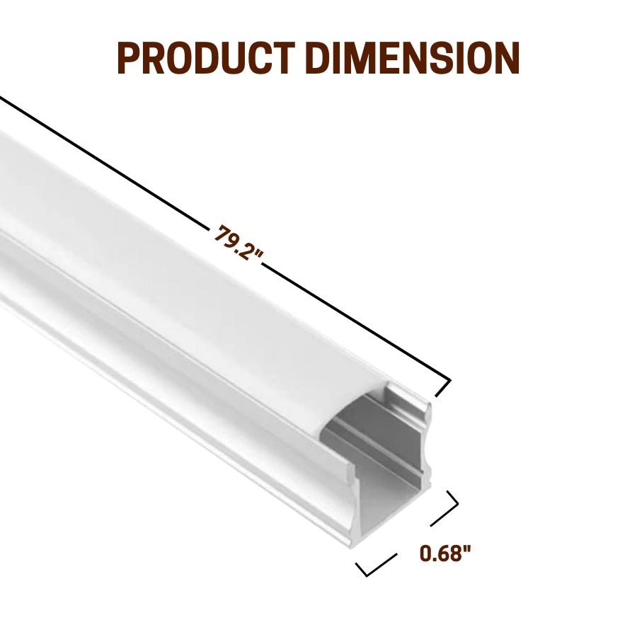 6.6ft/2M Spotless LED Aluminum Channel,Flat Milky Diffuser Deep Aluminum Channel Profile Track Extrusion for LED Strip Light Width Up to 12mm