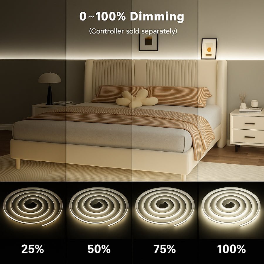 24VDC Dotless Linear COB LED Strip Light 32ft/10m - Tunable CCT 2700K-6500K, 4.5W/ft, High CRI >90, Dimmable, Flicker-Free, Low Voltage 24VDC Indoor Tape Light for Cabinets, Kitchens, Mirrors & DIY Projects UL Listed