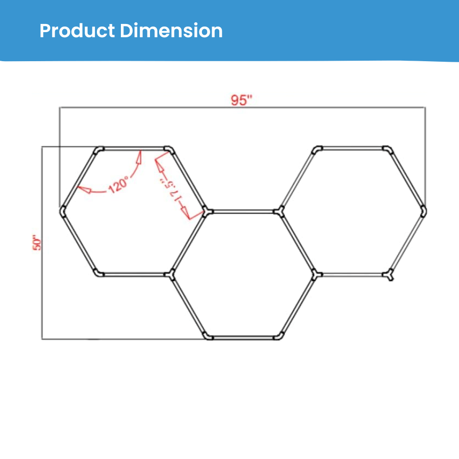 Hexagon Garage Light 128W 15360lumens 6500K 3 Honeycomb Ceiling Hex Lights Hexagon LED Lights For Garage Gym Basement Warehouse Auto Beauty Shop Car Detailing Hair Salon Workshop Lighting