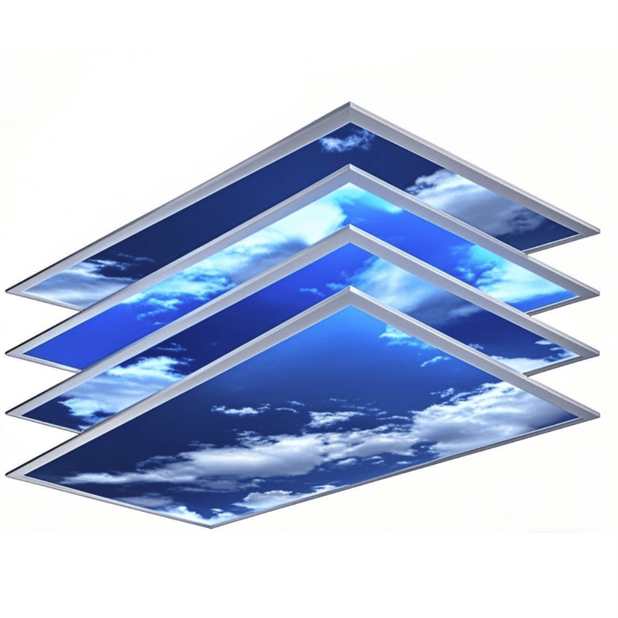 LED Panel Light 2x4 – Sky Panels, 72W 6500K Dimmable Flat Panel, 9000 Lumens, Recessed Drop Ceiling Fixture, 120-277V, ETL Listed (4 Pack)