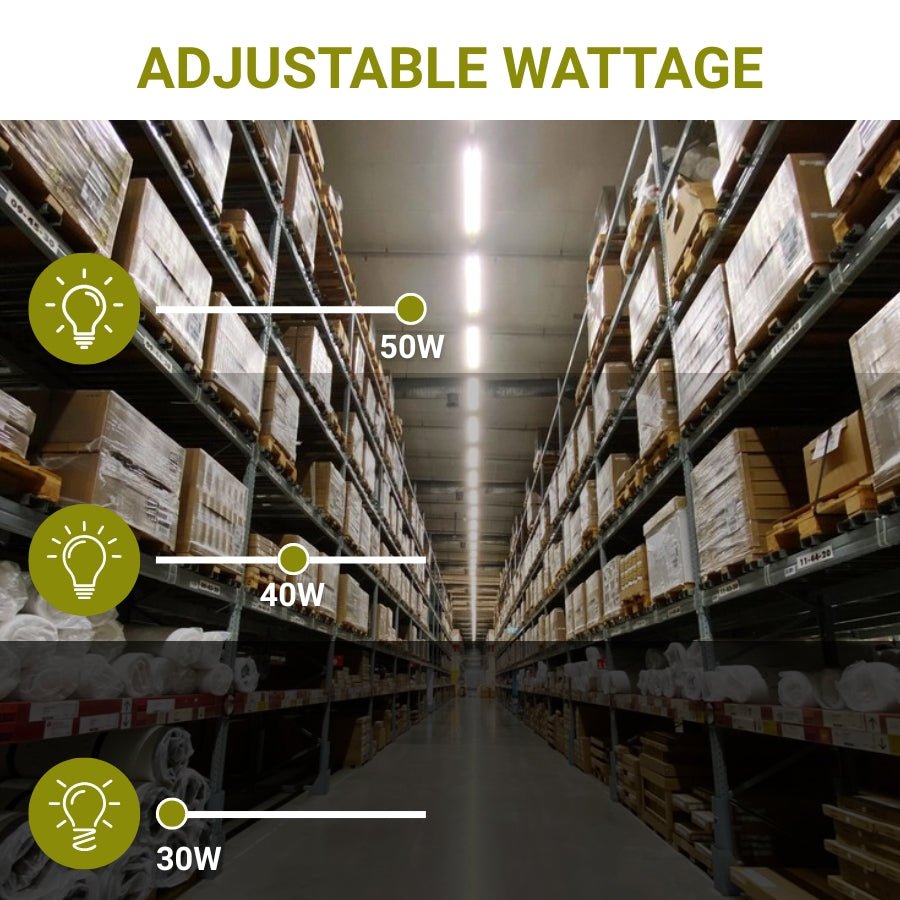 4FT LED Linear Strip Light - Wattage Adjustable 30W/40W/50W, Color Tunable 3500K/4000K/5000K, Dimmable, Commercial Lighting, Ceiling Light Fixture
