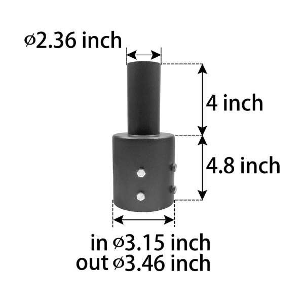 LED Parking Lot Lights, LED Shoebox, Area Lights - Light Pole Adapter for 3-Inch Round Pole, Top Pole Tenon with 2 3/8" Slip Fit Mount, Round Pole Bracket Tenon Adapter