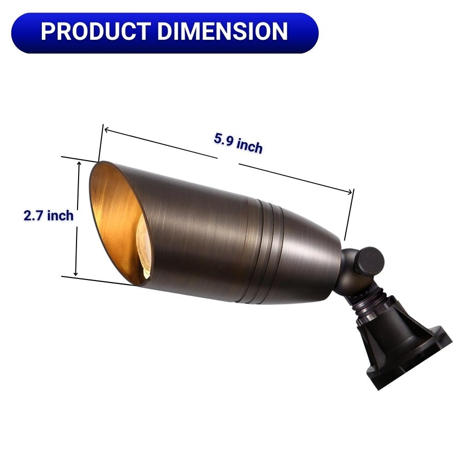 Low Voltage Landscape Spotlights – Brass LED Outdoor Lighting, 12V Waterproof Wired Fixtures for Garden, Yard, Tree, or House Without MR16 Bulb