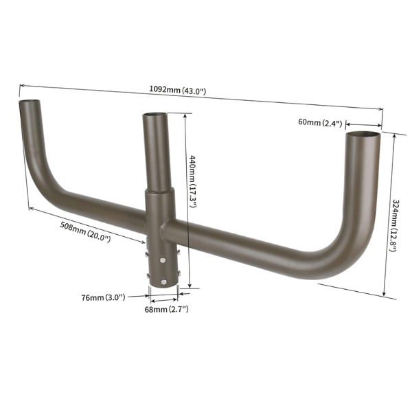 Outdoor Lighting Fixtures - 180 Degree Bullhorn with 3 Tenons, Round Base Tenon Adapter for 3 Lights, Top Mount Bracket for 2 3/8" Slip Fitter, Parking Lot & Street Light Mounting