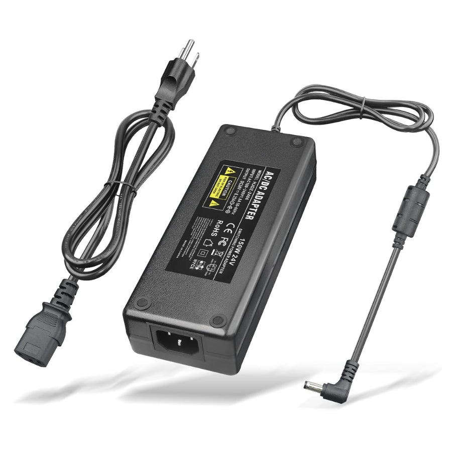 24V DC Power Supply Adapter 6.25A 150W - 100-240V AC to DC Transformer Converter for LED Strip Lights, CCTV, LED Driver Replacement