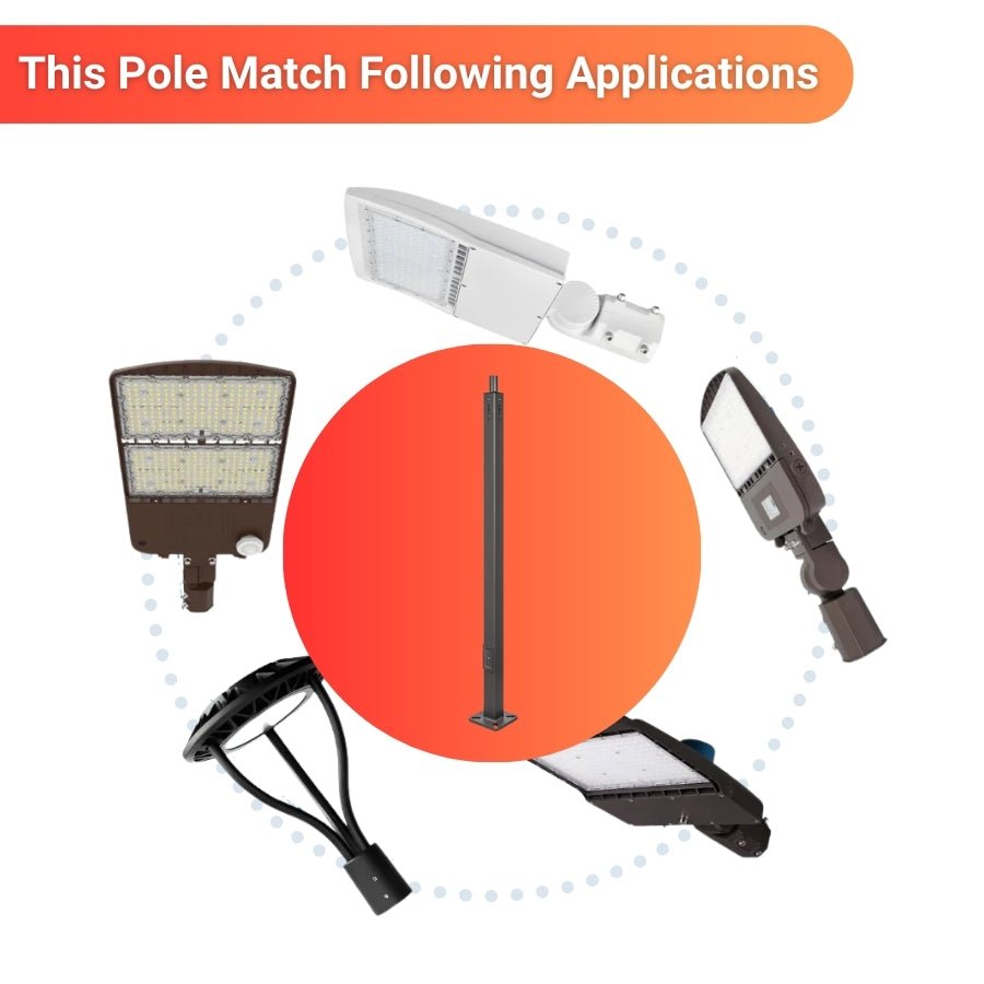 25 ft Steel Light Pole 4 Inch Square For Outdoor LED Area Lights