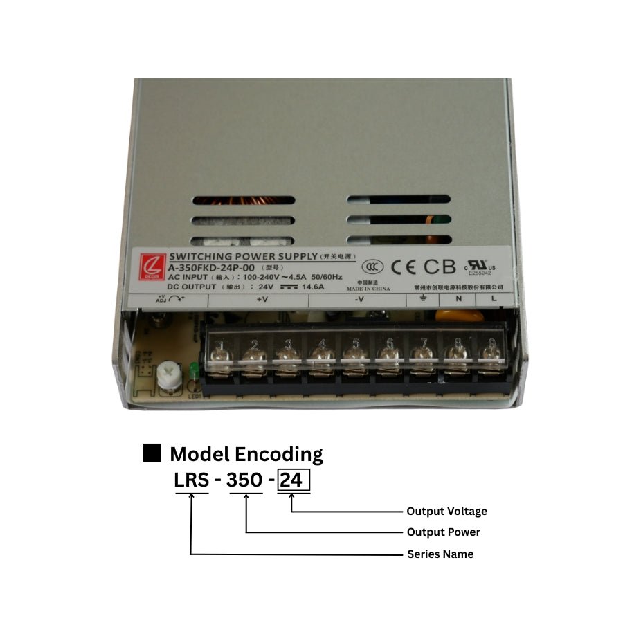 Switchable Power Supply - LED LRS-350-24, 350.4W, 24V, 14.6A, Single Output Power Supply for LED Light Strips & Lighting Systems