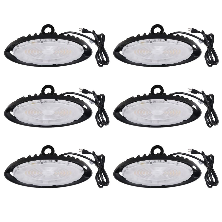 UFO LED High Bay Light, 150W/120W/100W Changeable, Plug & Play Lighting For Warehouse, 22500 Lumens, 5700K Cool White, UL&CUL Listed, 90 Degree Beam Angle, AC120V With 6' Power Cord Included