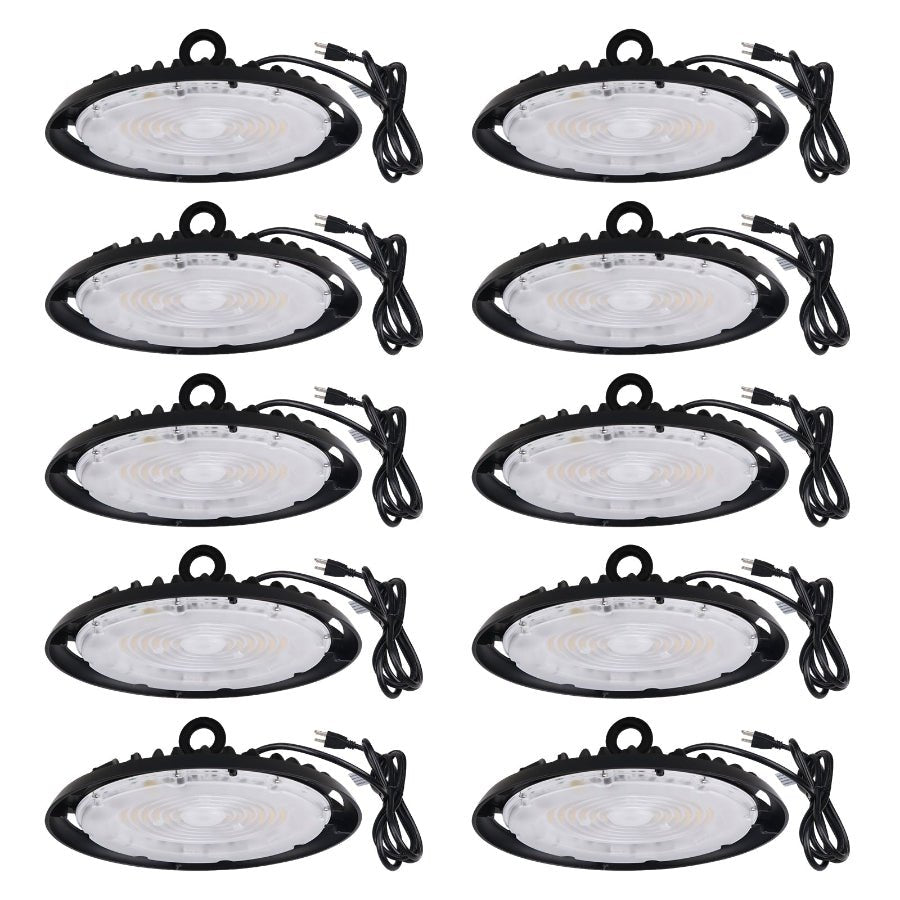 UFO LED High Bay Light, 150W/120W/100W Changeable, Plug & Play Lighting For Warehouse, 22500 Lumens, 5700K Cool White, UL&CUL Listed, 90 Degree Beam Angle, AC120V With 6' Power Cord Included