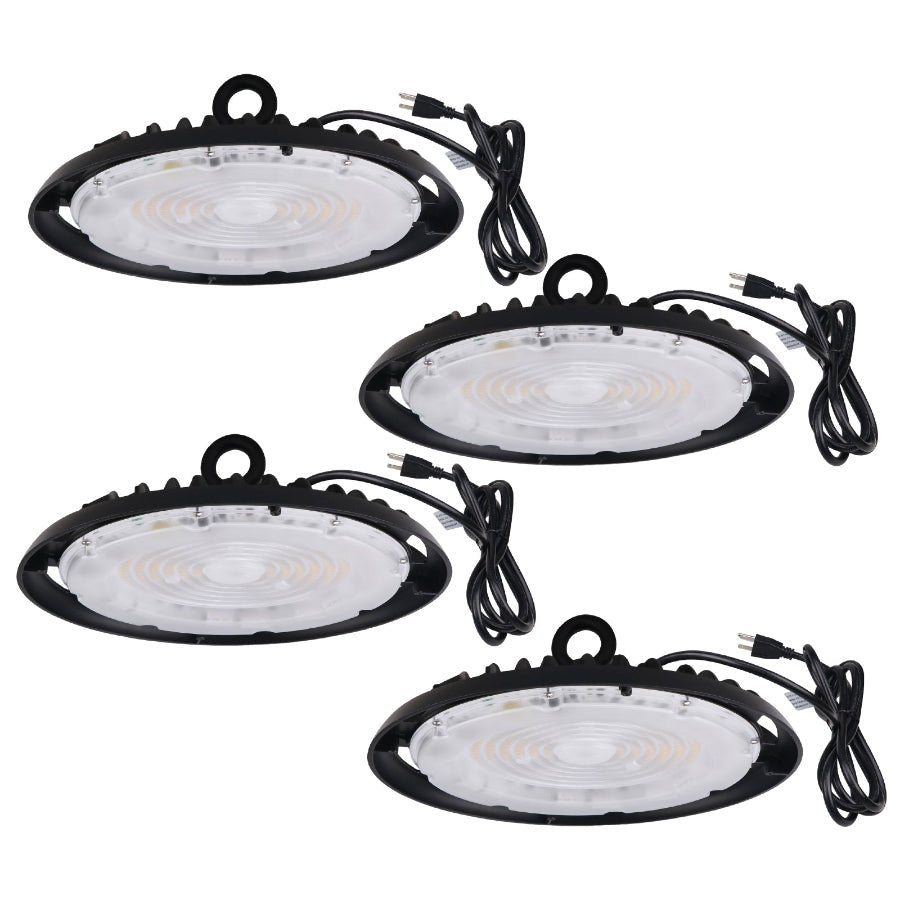 UFO LED High Bay Light, 150W/120W/100W Changeable, Plug & Play Lighting For Warehouse, 22500 Lumens, 5700K Cool White, UL&CUL Listed, 90 Degree Beam Angle, AC120V With 6' Power Cord Included