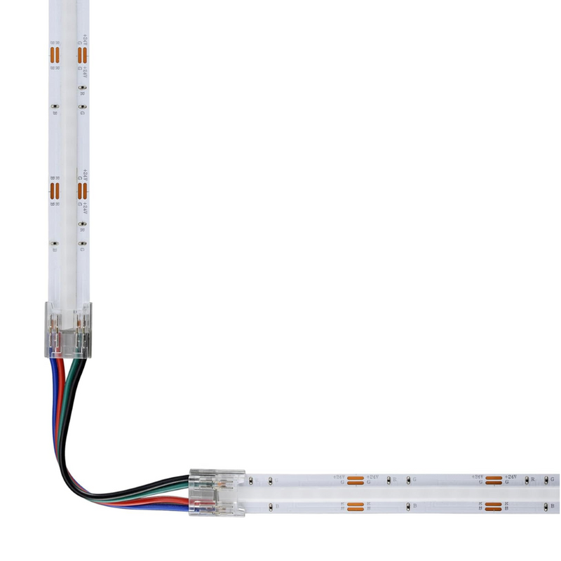 4PIN Transparent COB Connectors Kit for RGB COB LED Strip Lights - 10mm, Solderless Connection, 5pcs 15cm Wires