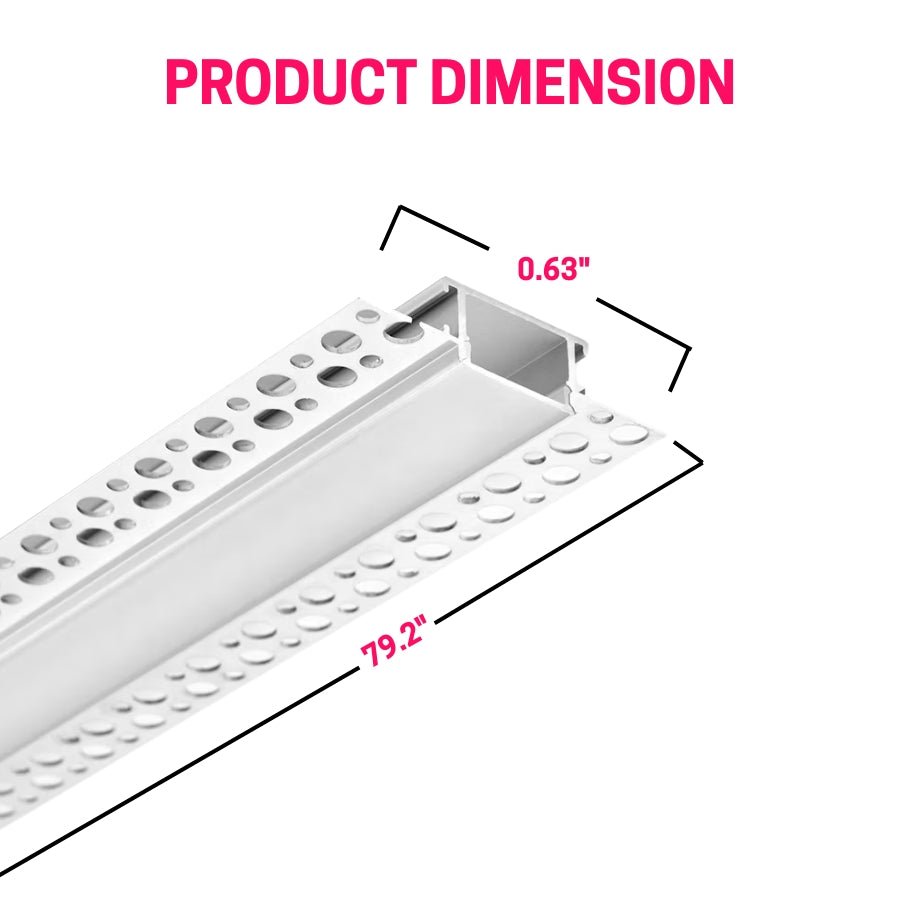 6.6FT/2M, LED Aluminum Channel with Milky Diffuser, Trimless Recessed Drywall Aluminum Channel Diffuser Profile for Strip Light on Wall and Ceiling