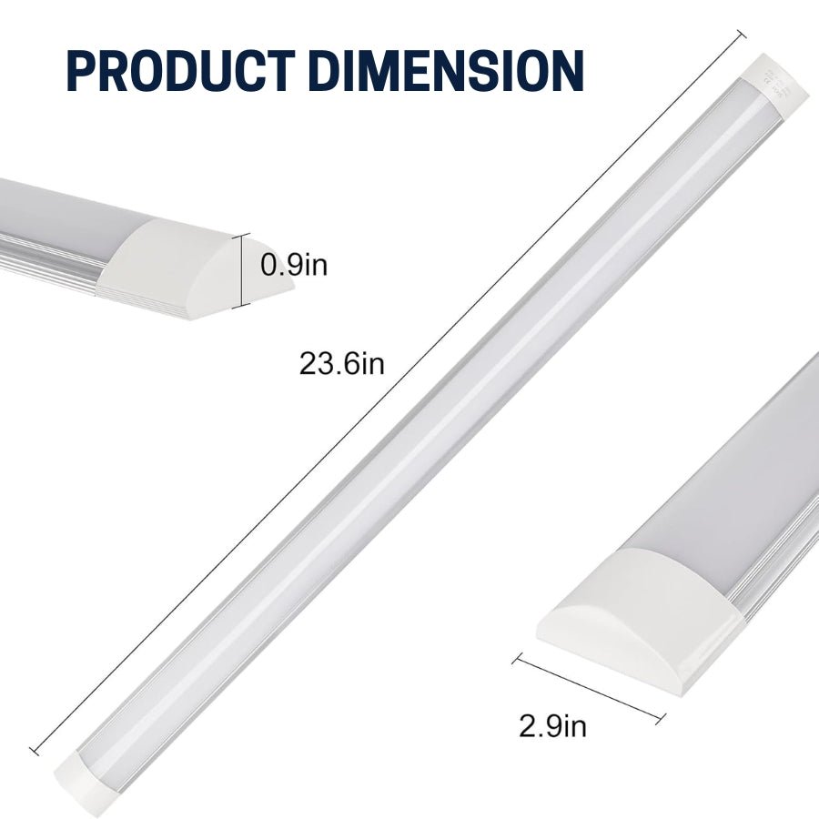 2FT LED Batten Light, Close to Ceiling Light fixtures, 20W, Ultra-Thin Day Light, 5000K, IP20, LED Ceiling Light for Garage, Stores, Warehouse, Office, Corridor, supermarkets